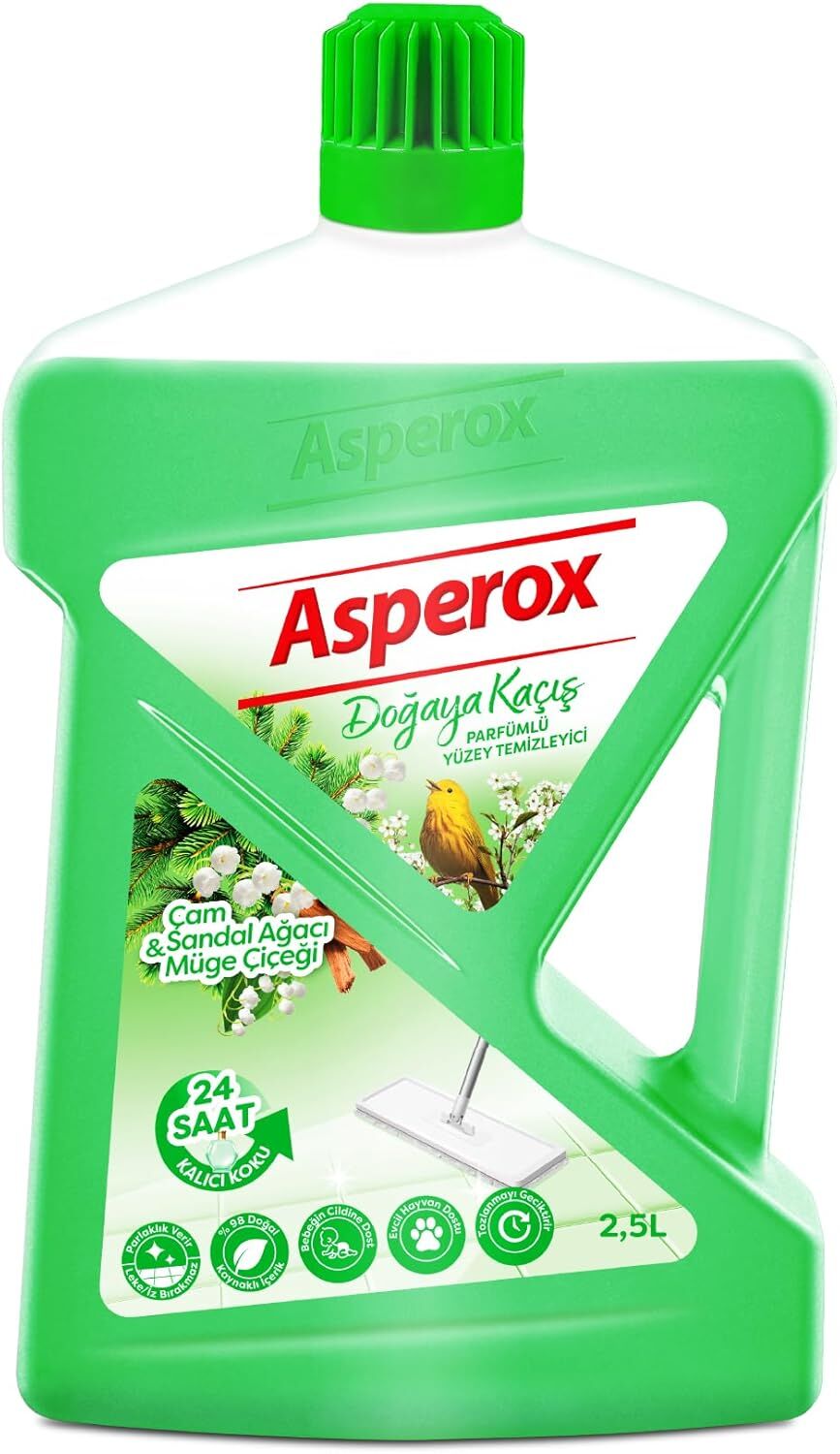 Asperox Doğaya Kaçış Yüzey Temizleyici Çam & Sandal Ağacı Müge Çiçeği 2,5 Litre