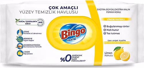 Bingo Limon Katkılı Yüzey Temizlik Havlusu 96 Yaprak