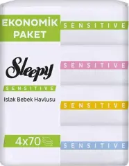 Sleepy Sensitive Islak Bebek Havlusu 4 X 70 Li 4'lü Set
