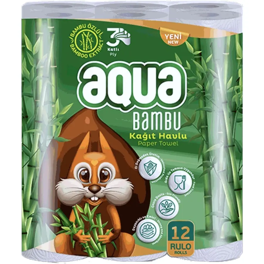 Aqua Bambu 3 Katlı 12'li Kağıt Havlu