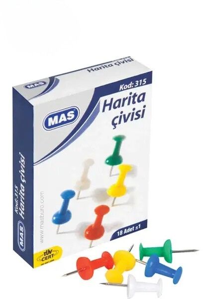 Mas Renkli Harita Çivisi Silindirik