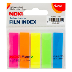 Noki Yapışkanlı Not Kağıdı Film İndex 12 mm x 45 mm  5 Renk 25 Yaprak 10 adet
