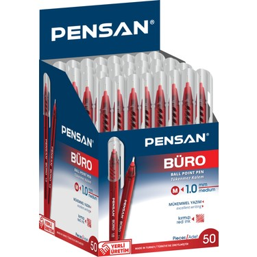 Pensan Tükenmez Kalem 2270 Büro 1 MM Kırmızı 50 Li