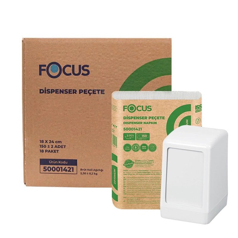 Focus Optimum Masa Üstü Dispenser Peçete 18 x 24 cm 150 Yaprak - 18 Adet 50001421