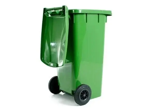 Tekerlekli Kapaklı Plastik Çöp Konteyneri 120 lt YEŞİL
