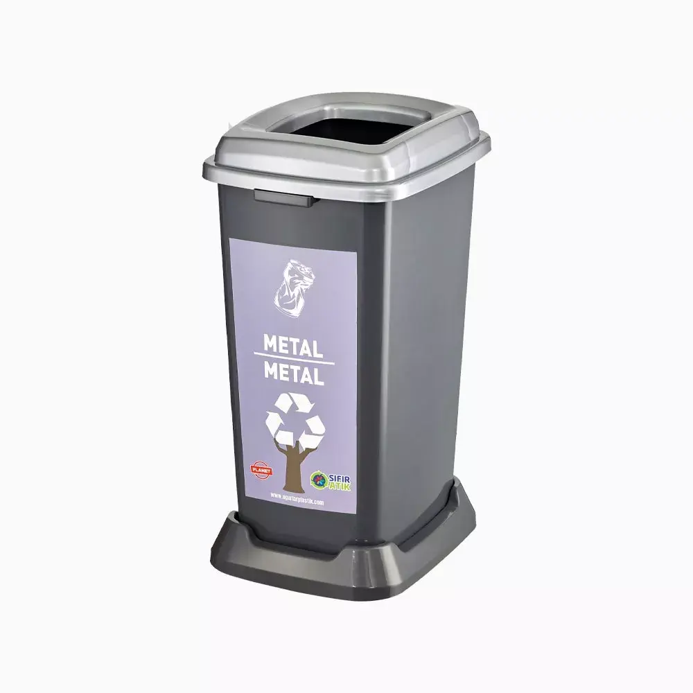 Planet Yeni Geri Dönüşüm Çöp Kovası Metal Atık 70 lt