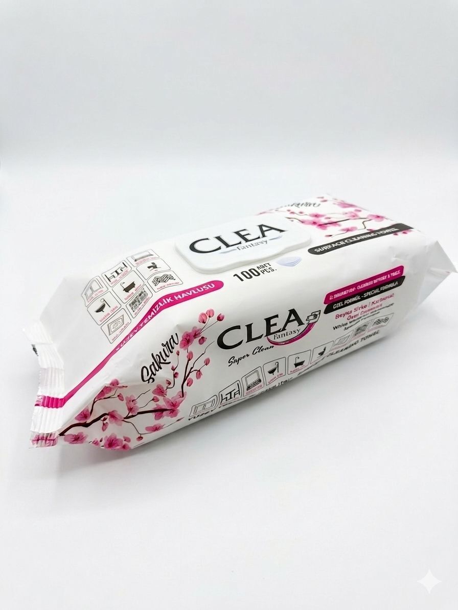 Clea Sakura Çiçeği Fantasy Yüzey Temizlik Havlusu 100 Yaprak