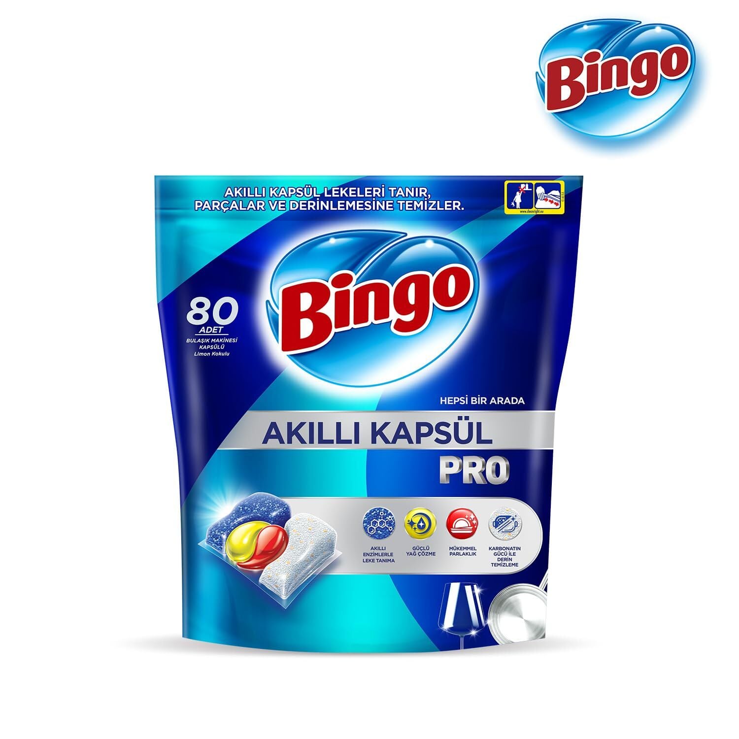 Bingo Akıllı Kapsül Pro Bulaşık Makinesi Deterjanı Tableti 80'li