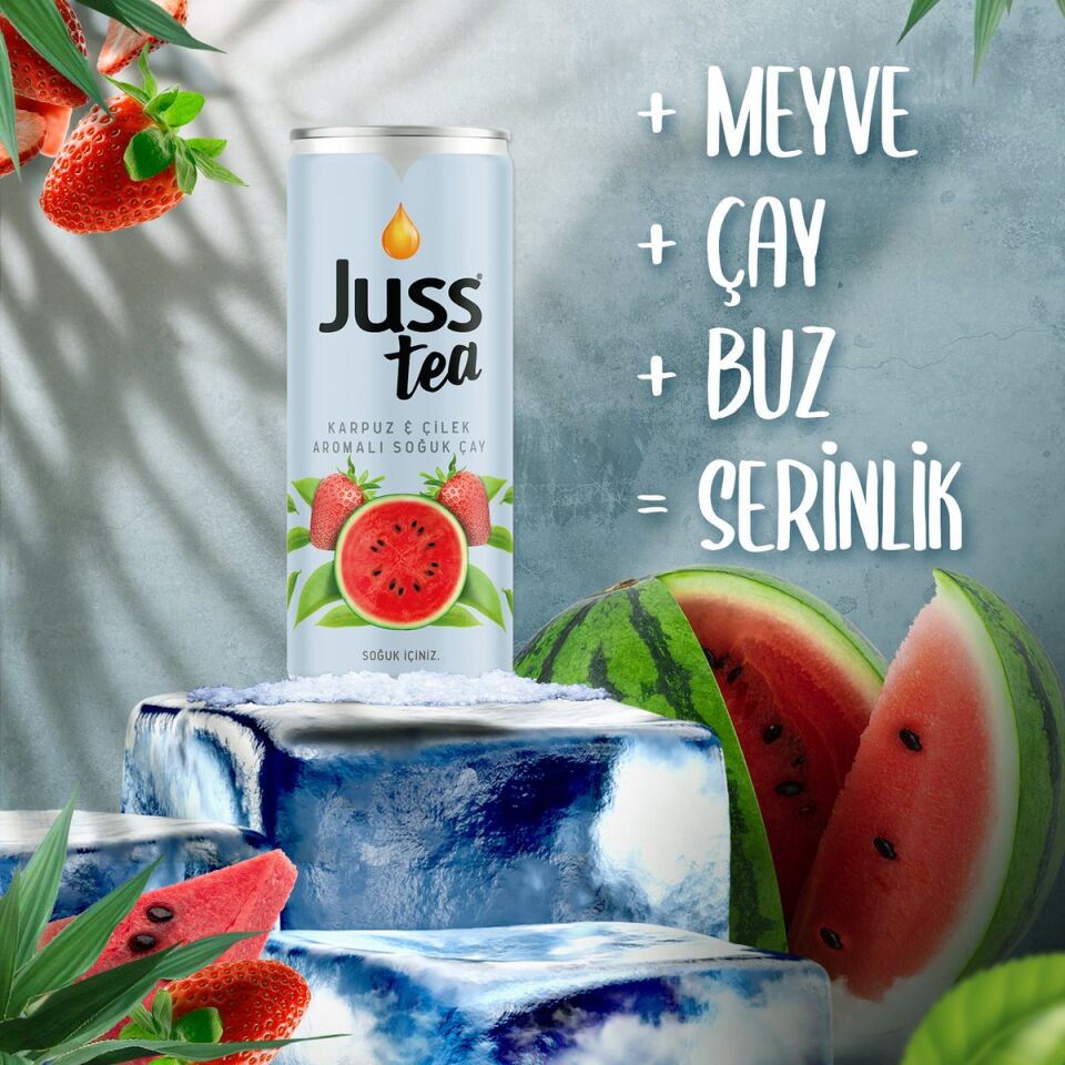 Juss Tea Karpuz & Çilek Aromalı Soğuk Çay 250 ml x 24 Adet