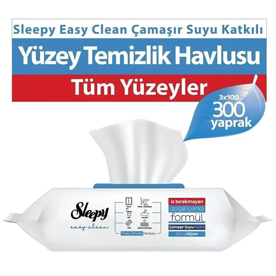 Sleepy Easy Clean Çamaşır Suyu Katkılı Yüzey Temizlik Havlusu 100 Yaprak
