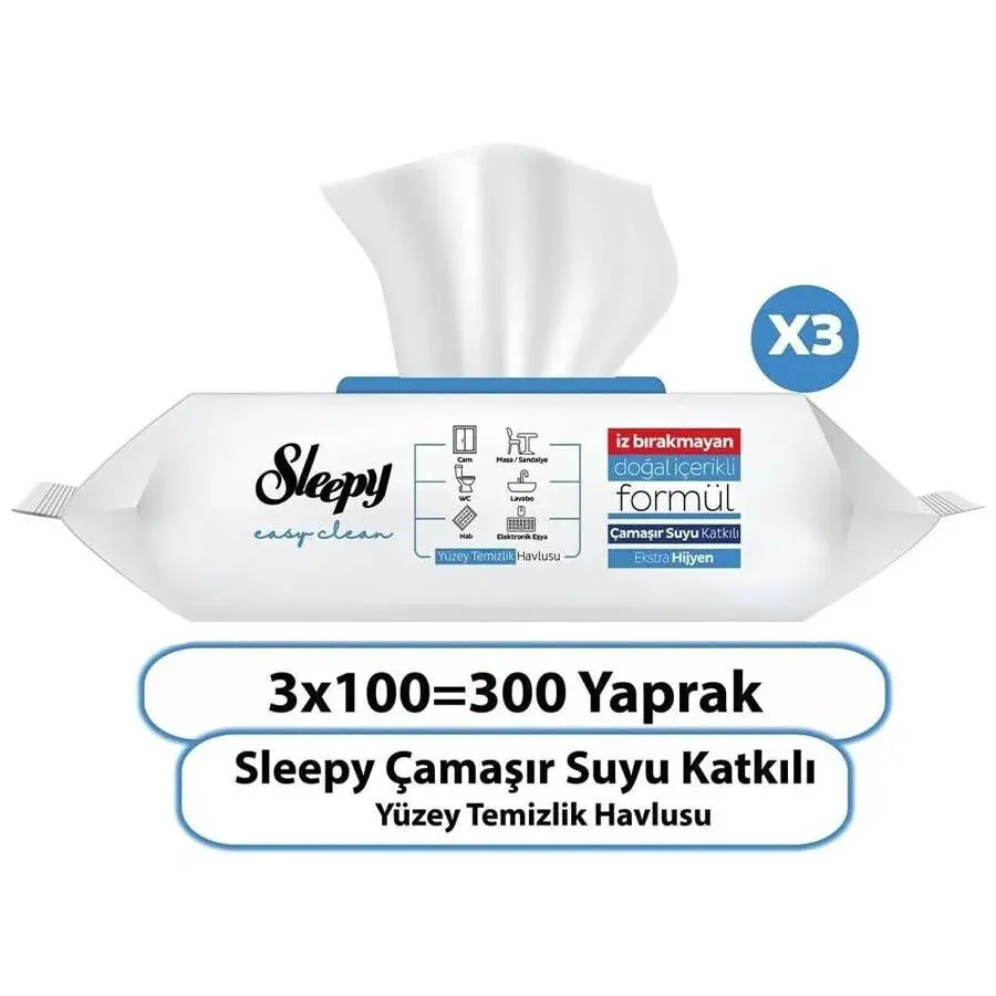 Sleepy Easy Clean Çamaşır Suyu Katkılı Yüzey Temizlik Havlusu 100 Yaprak