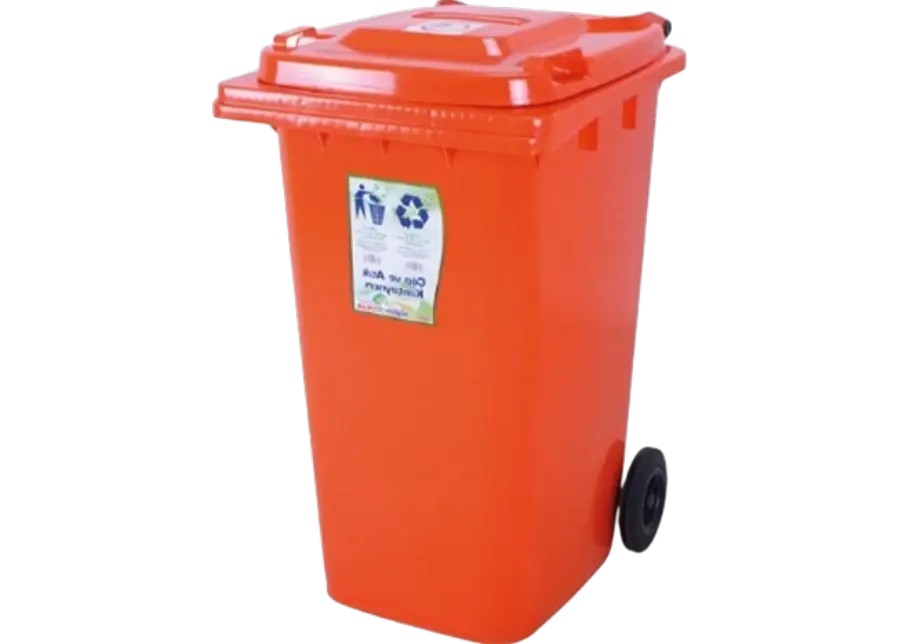 Plastik Çöp Kovası Turuncu 120 Lt