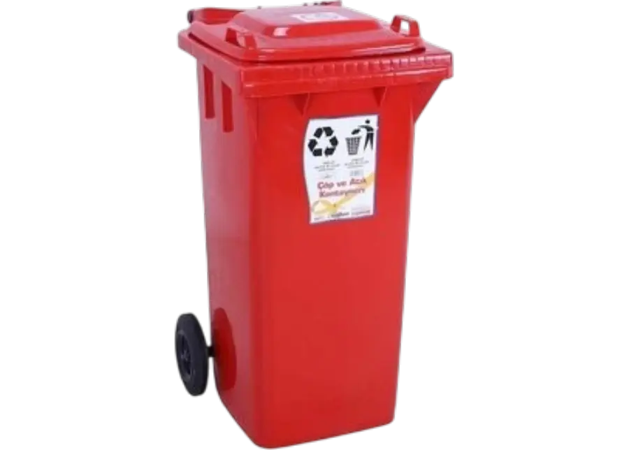 Plastik Çöp Kovası Kırmızı 120 Lt