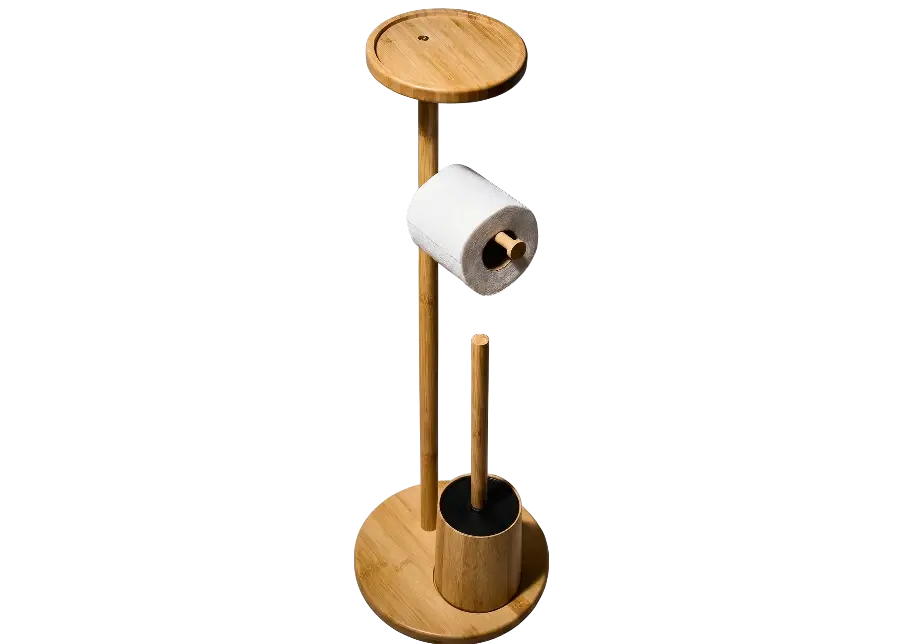 Bamboo Ayaklı WC Fırçası ve Kağıtlık Seti